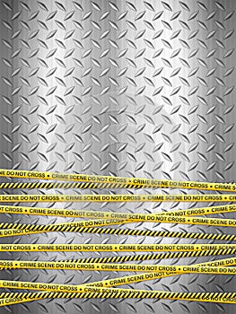 Crime scene tape on metal background