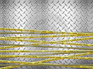 Crime scene tape on metal background