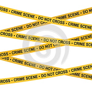 Crime scene yellow tape, police line Do Not Cross tape.