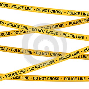 Crime scene yellow tape, police line Do Not Cross tape. Cartoon flat-style illustration