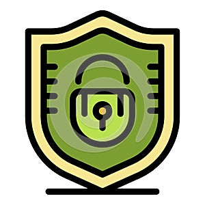 Crime secured shield icon color outline vector