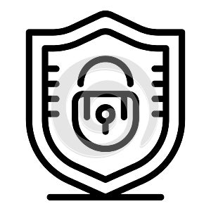 Crime secured shield icon, outline style