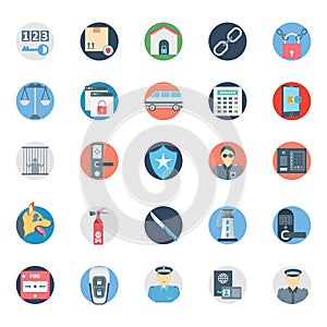 Crime and Security Color Isolated Vector Icons set that can be easily modified or edit.