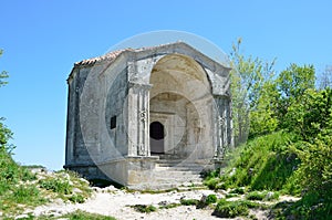 Crimea, Bakhchisaray, cave city Chufut Kale. Ancient Durbe Dzhanike Khanum