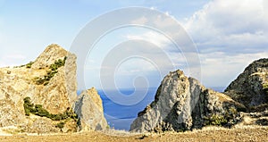 Crimea, extinct volcano Kara-Dag mountain reserve