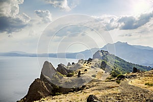 Crimea, extinct volcano Kara-Dag mountain reserve, Ukraine