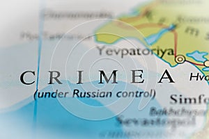 Crimea highlighted on a world map