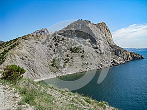 Crimea, Kara Dag Mountain Range, On The South-West Side, Blue Lagoon and Sky