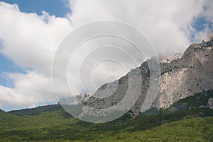 Crimea, Mount Ai-Petri, Cross on top of the mountain.