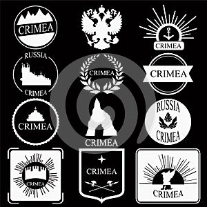Crimea. retro vintage insignias or logotypes set. design