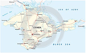 Crimea road and major cities vector map