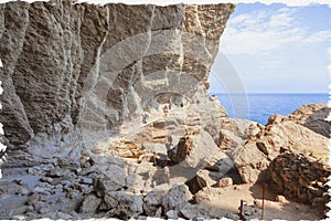 Crimea.Trail Golitsyn. Mount Koba-Kaya, the settlement Novyy Svet. Imitation of a picture. Oil paint. Illustration