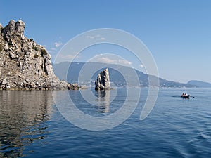 Crimea. A view of Parus Rock in the Black Sea