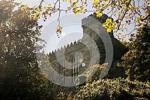 Crimea Vorontsov Palace Side Corner Tower Through Trees