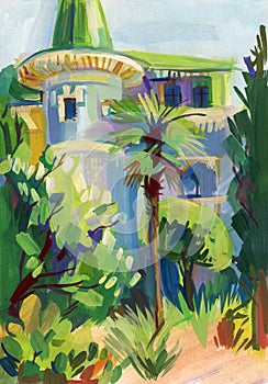 Crimean sketch in gouache photo