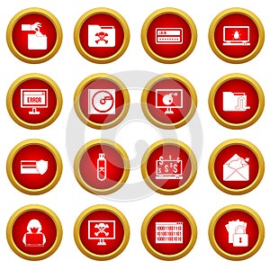 Criminal activity icon red circle set