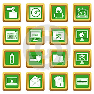 Criminal activity icons set green