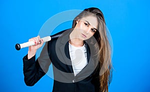 Criminal dirty business. successful woman on blue background. Street life. Sporty girl fighter. Sport equipment. sexy