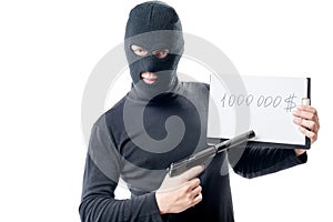 A criminal with a gun demands a ransom of $ 1000000