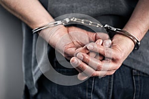 Criminal in handcuffs photo