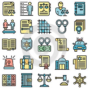Criminal justice icons set vector flat