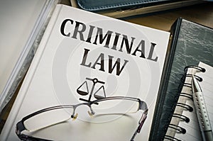 Criminal law book. Legislation and justice concept