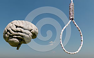 Criminal mind with hangman noose 3d rendering