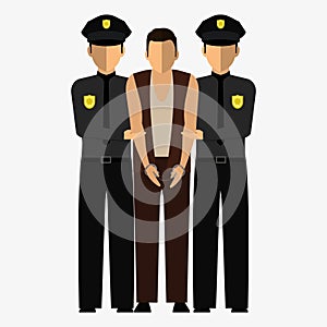 Criminal, offender and Police officer. Illustration, elements for design.