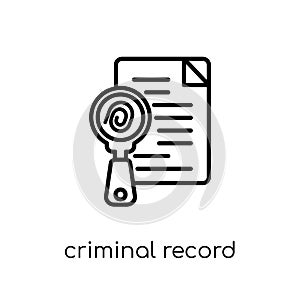 Criminal record icon. Trendy modern flat linear vector Criminal