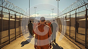 Criminal Rehabilitation, Inmates Daily Walks in the Prison Yard, Incarcerated Lives, Generative AI