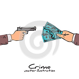 Criminal threatening a gun extorts money from the victim