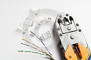 Crimper, connectors and ethernet cable