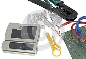 Crimper, network cable and connectors