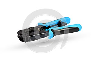 Crimper for RJ-45 and RJ-11 isolated on white background. Studio shot clipping path.