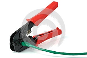 Crimping cutting tool in the action