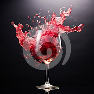 Crimson Elegance: Red Wine Splash in Glass