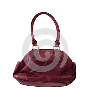 Crimson fashion handbag isolated on white background