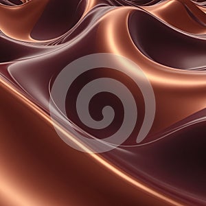 Crimson Flow Abstract Fluid Dynamics in Copper Red 3D Render