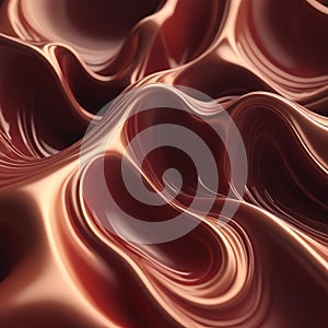 Crimson Flow Abstract Fluid Dynamics in Copper Red 3D Render