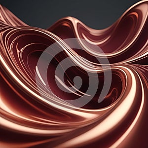 Crimson Flow Abstract Fluid Dynamics in Copper Red 3D Render
