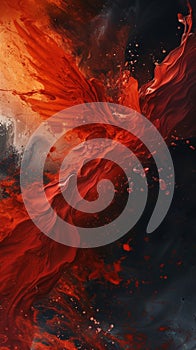 Crimson Flow Abstract - Vivid Liquid Art