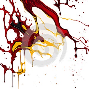 Crimson and Gold Grunge Dripping Marble Ink  Splatter
