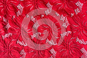 Crimson guipure with flowers pattern