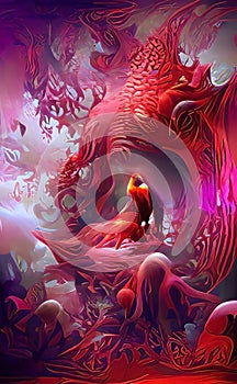 Crimson nightmare - abstract fantasy art