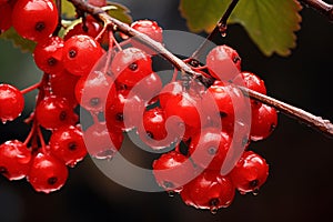 Crimson Red berries branch fall ripe. Generate Ai