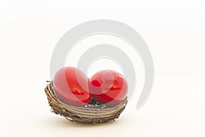 Crimson red nest eggs