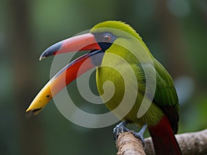 The crimson rumped toucanet is a bird of the Ecuadorian rain forest photo