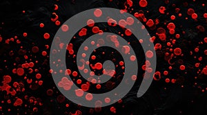 Crimson Spots on Black Background, abstract illustration