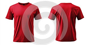 A crimson tee on a blank backdrop from the front and the back.