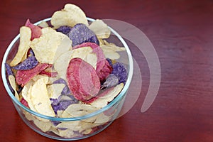 Crimson, Yellow and Purple Potato Chips